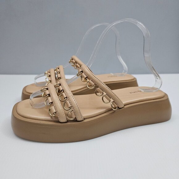 NEW Free People Midas Touch Sandal Womens 8.5 Tan Leather Flatform Slide Boho - Picture 12 of 12